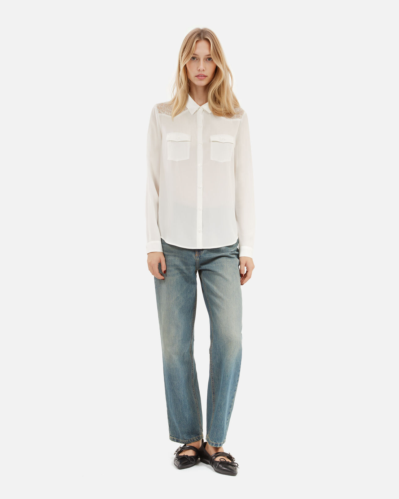 The Kooples FEMME ECRU chemise en soie écrue