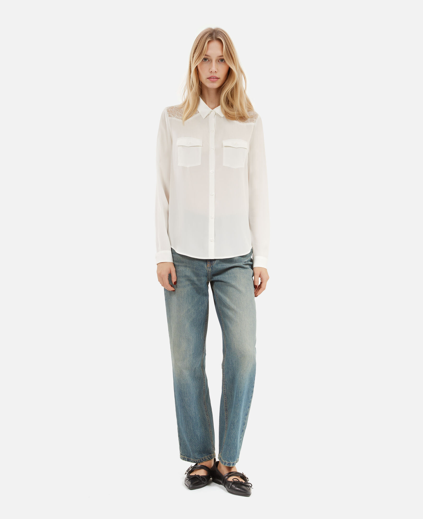 The Kooples FEMME ECRU chemise en soie écrue