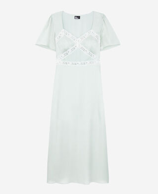 The Kooples FEMME OCEAN robe longue vert clair avec détails en dentelle