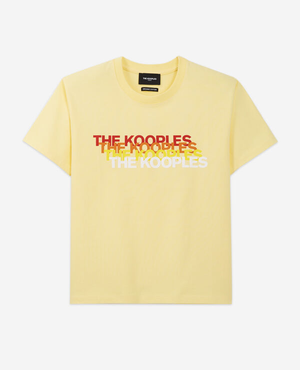 t-shirt jaune coton triple logo the kooples