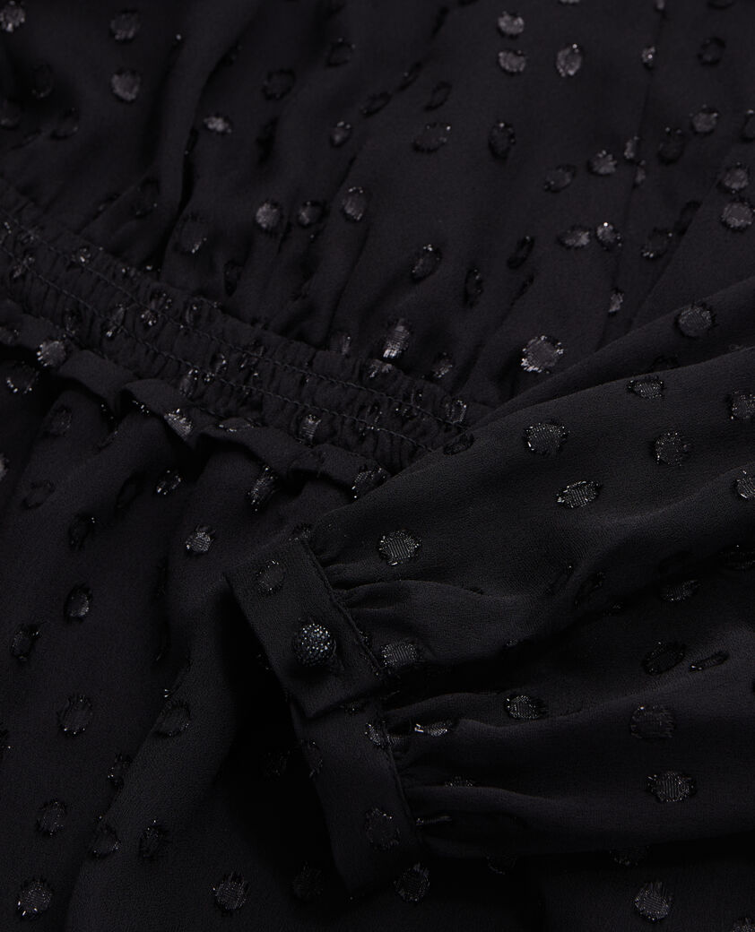 The Kooples FEMME BLACK top noir à pois en fil argenté