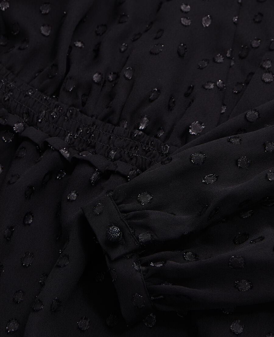 The Kooples FEMME BLACK top noir à pois en fil argenté