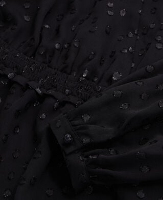 The Kooples FEMME BLACK top noir à pois en fil argenté