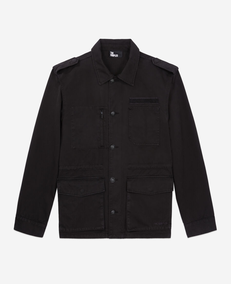 더 쿠플스 The Kooples Veste worker noire en denim,BLACK