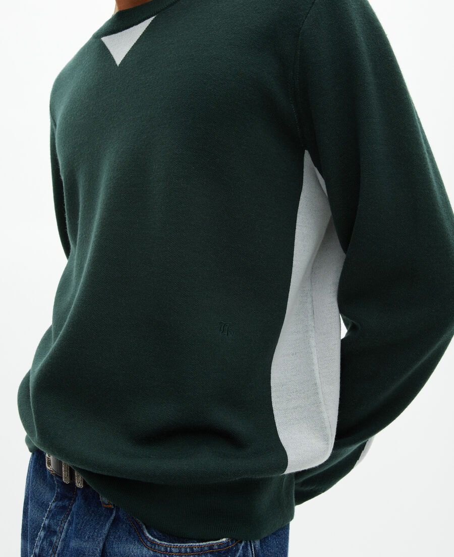 The Kooples H GREY / GREEN sweater with contrasting dark green colors