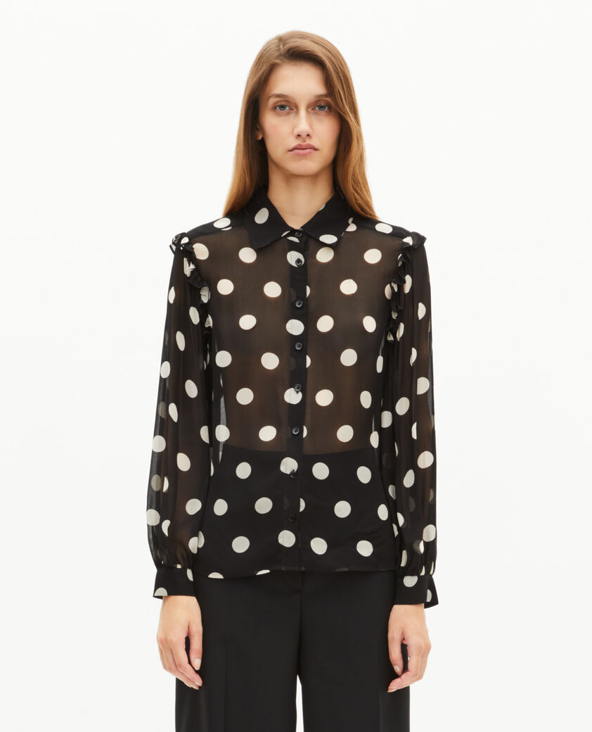 The Kooples FEMME BLACK WHITE chemise &agrave; pois noire