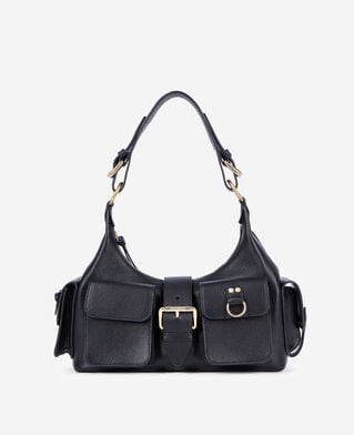 The Kooples WOMEN BLACK black grained leather amelia bag