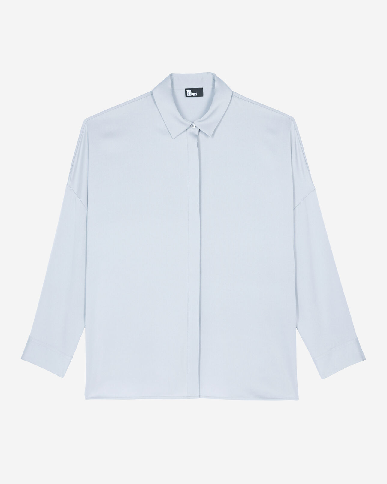 The Kooples WOMEN BLUE GREY loose fit blue silk shirt