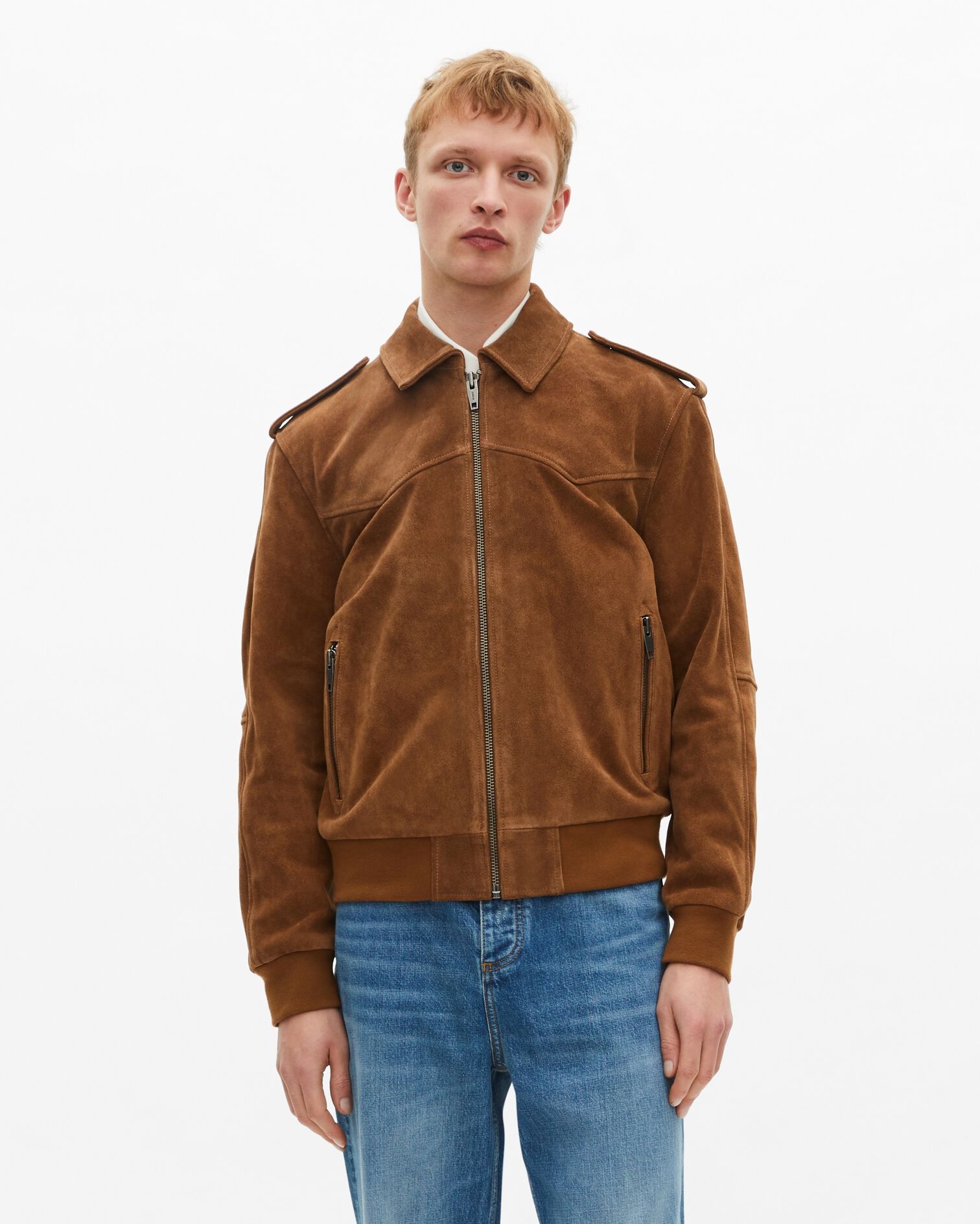 Blouson en suède camel, CAMEL, hi-res image number null