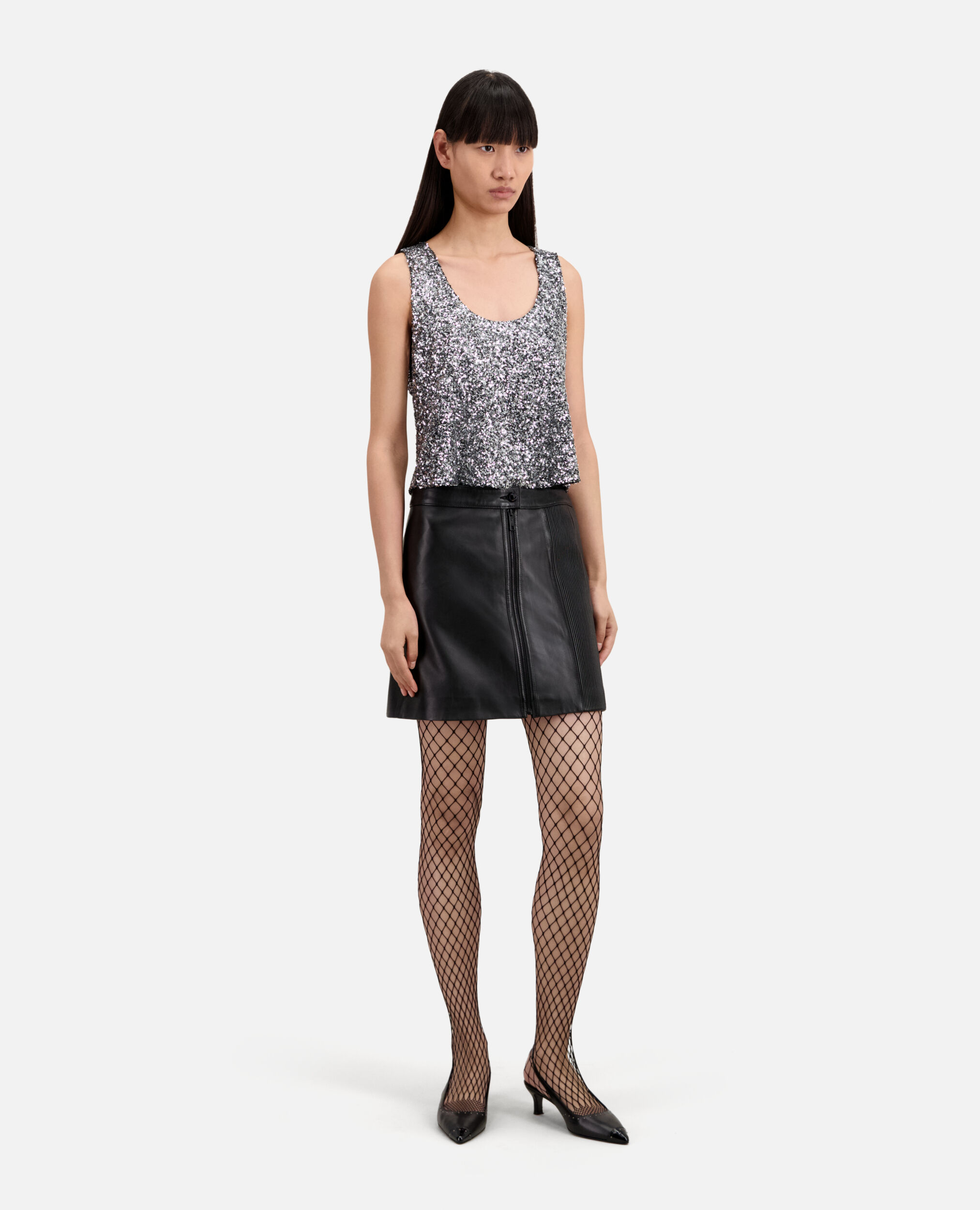 Silver sequin top, SILVER, hi-res image number null