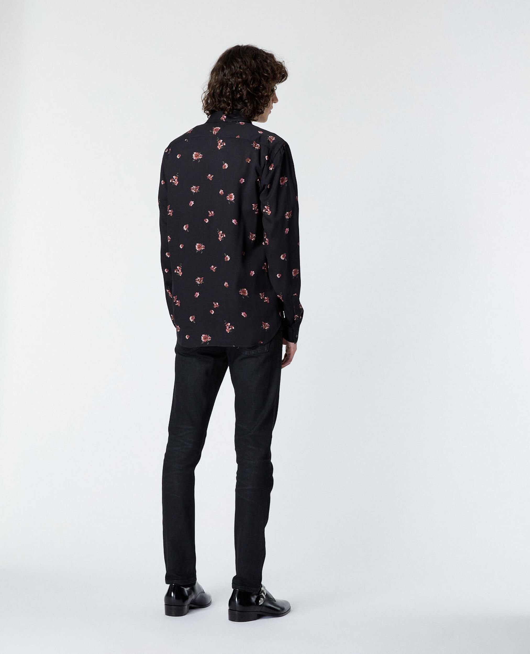 Chemise noire imprimée col classique, BLACK / PINK, hi-res image number null