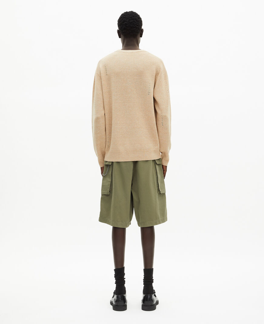 The Kooples HOMME ECRU pull en laine et lin écru