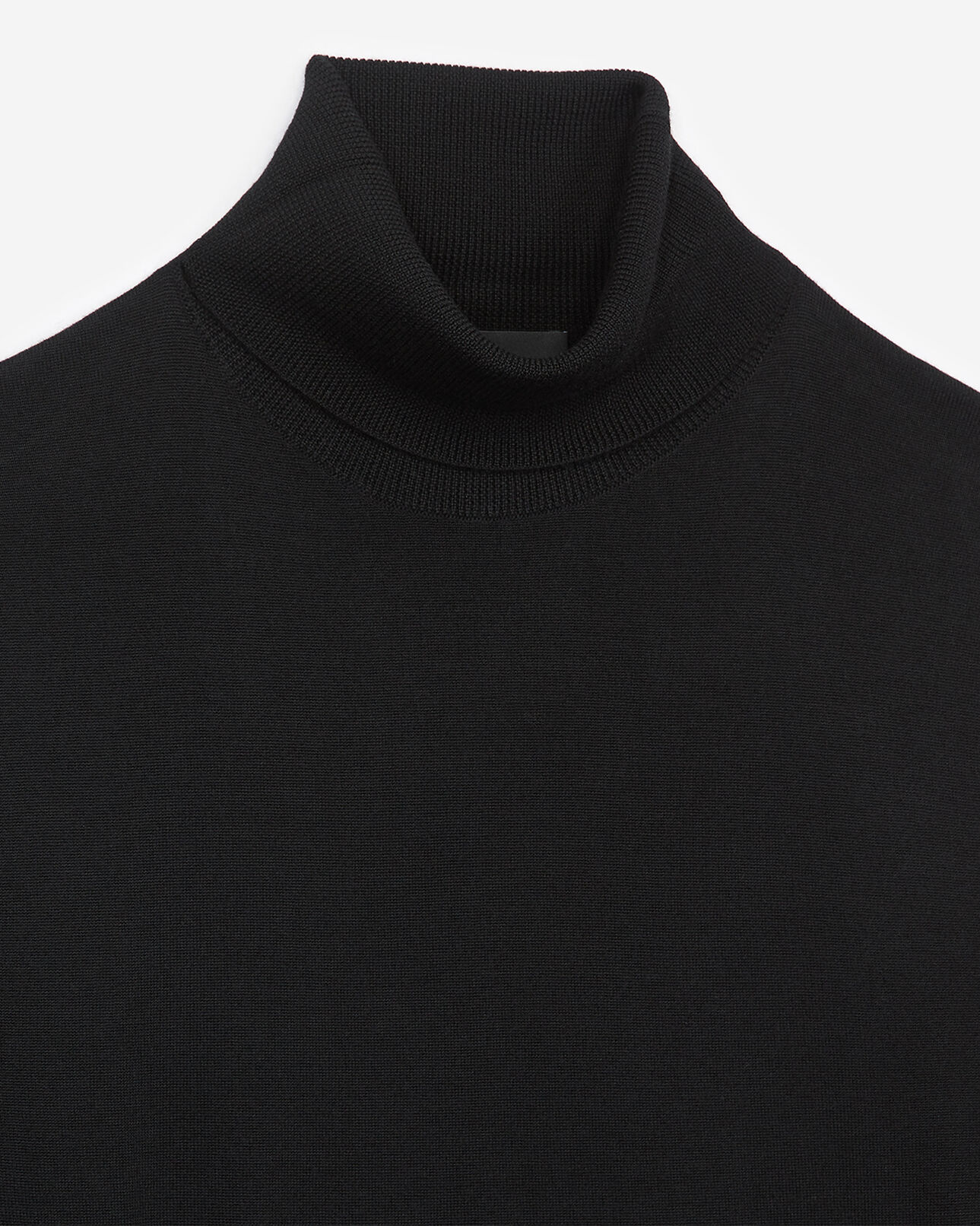 The Kooples HOMME BLACK pull col roulé laine noir slim cuir