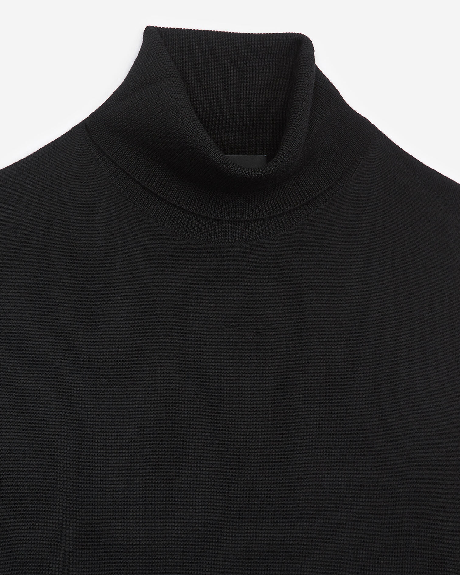 Pull col roulé laine noir slim cuir, BLACK, hi-res image number null