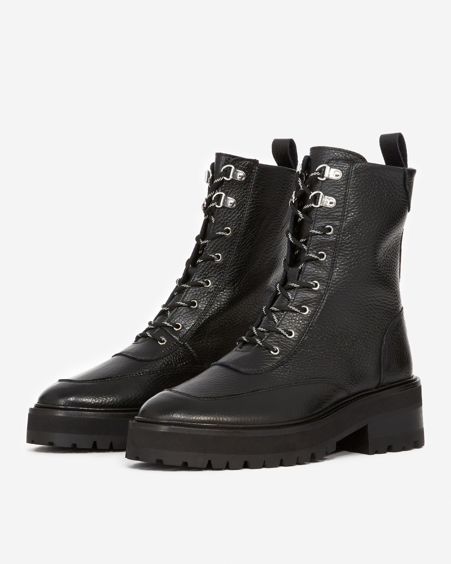Bottines hautes cuir noir style rangers, BLACK, hi-res image number null