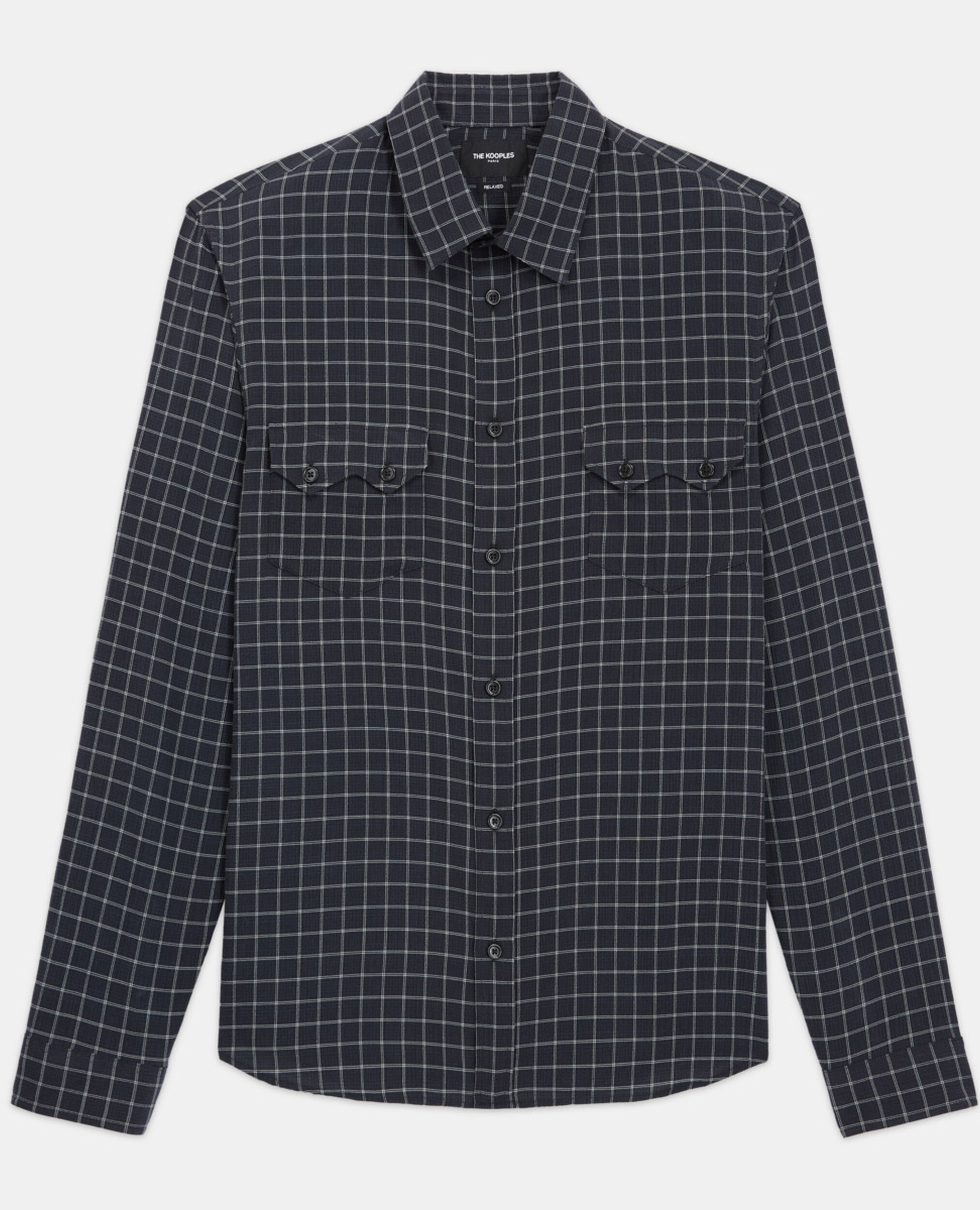 Check shirt with classic collar, DARK GREY, hi-res image number null