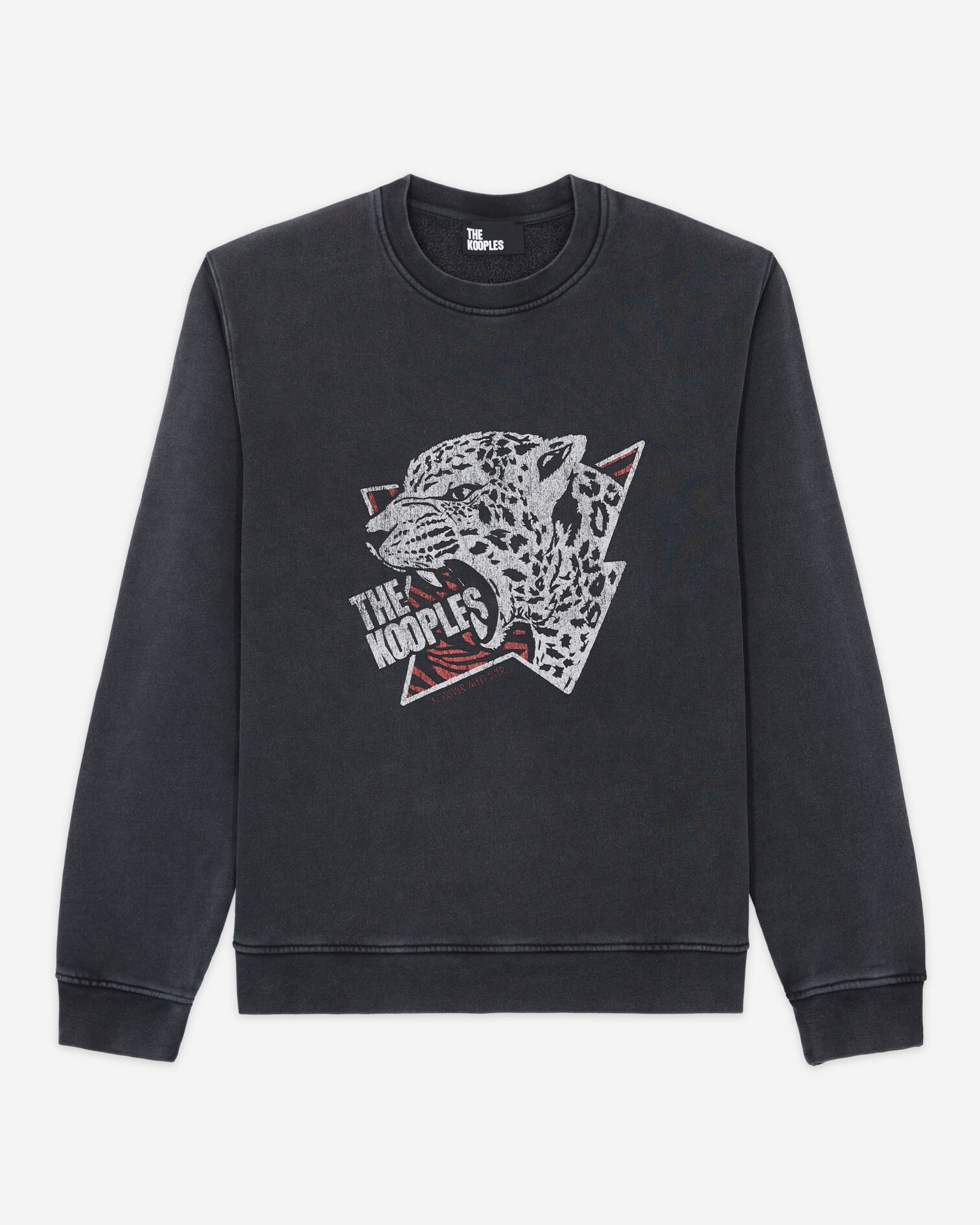 Sweatshirt sérigraphié tigre noir, BLACK WASHED, hi-res image number null