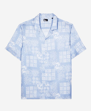 The Kooples H WHITE / SKY BLUE short-sleeved printed shirt