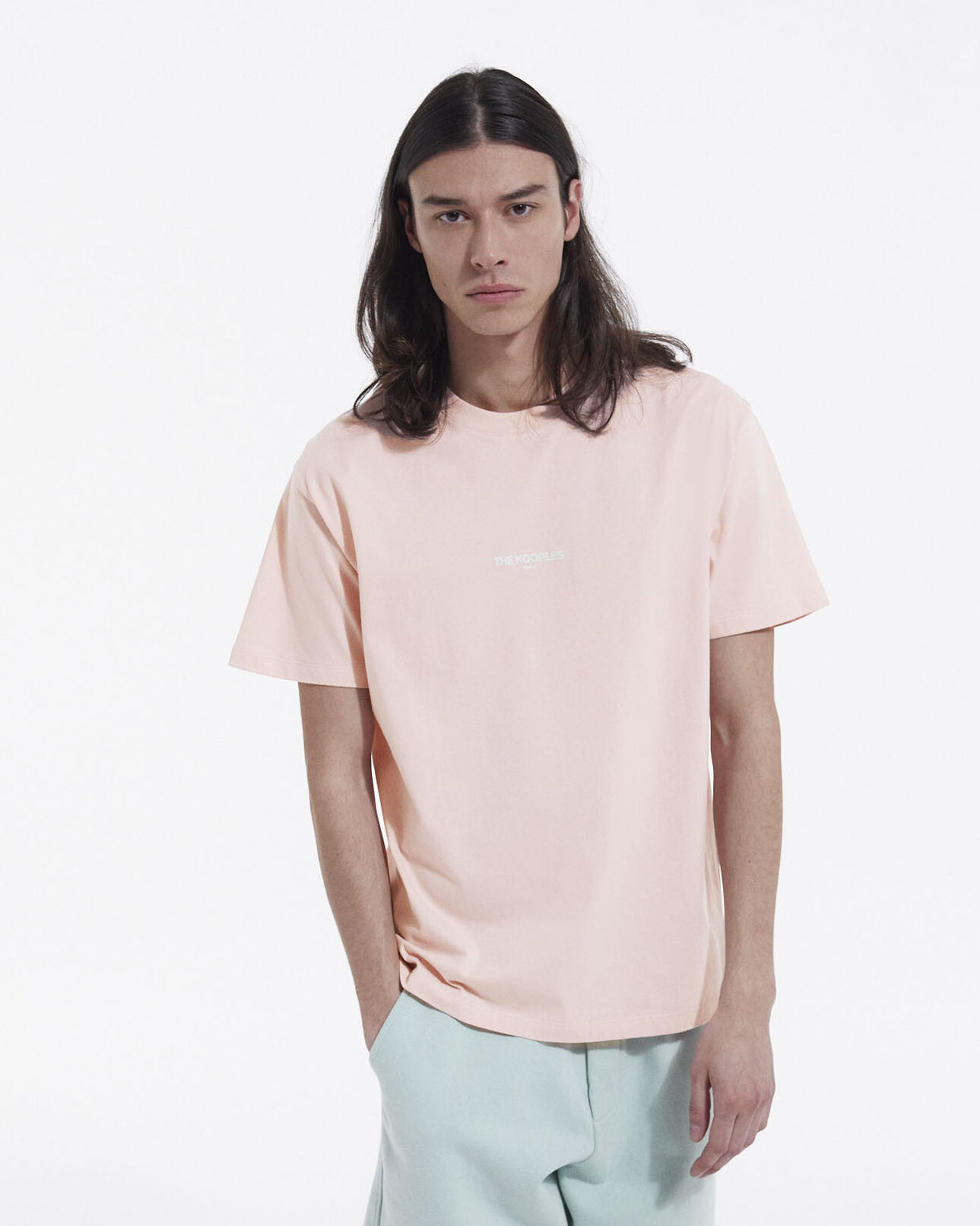 The Kooples HOMME PINK t-shirt rose logo the kooples contrasté