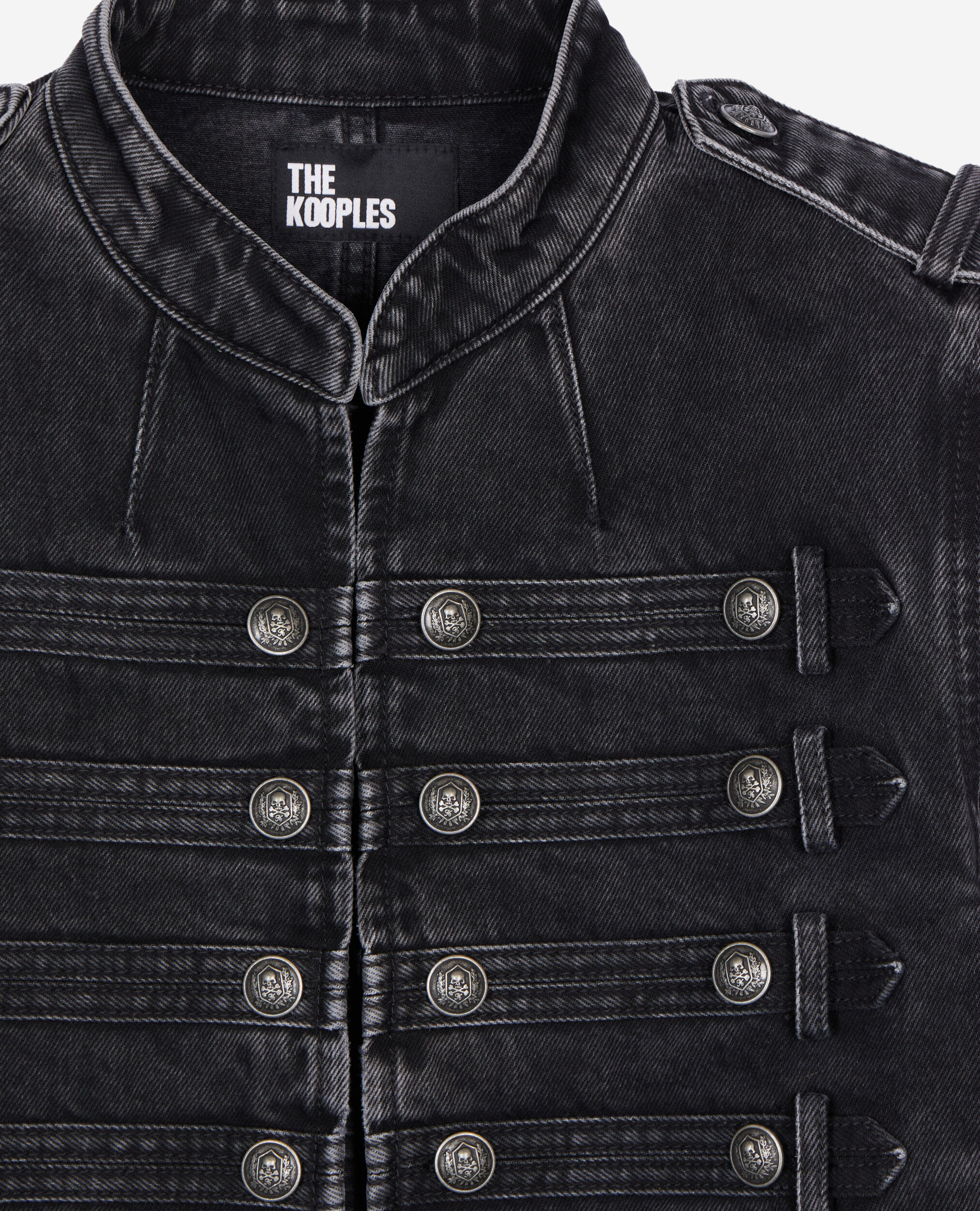 Graue Jeansjacke im Offiziersstil, BLACK WASHED, hi-res image number null