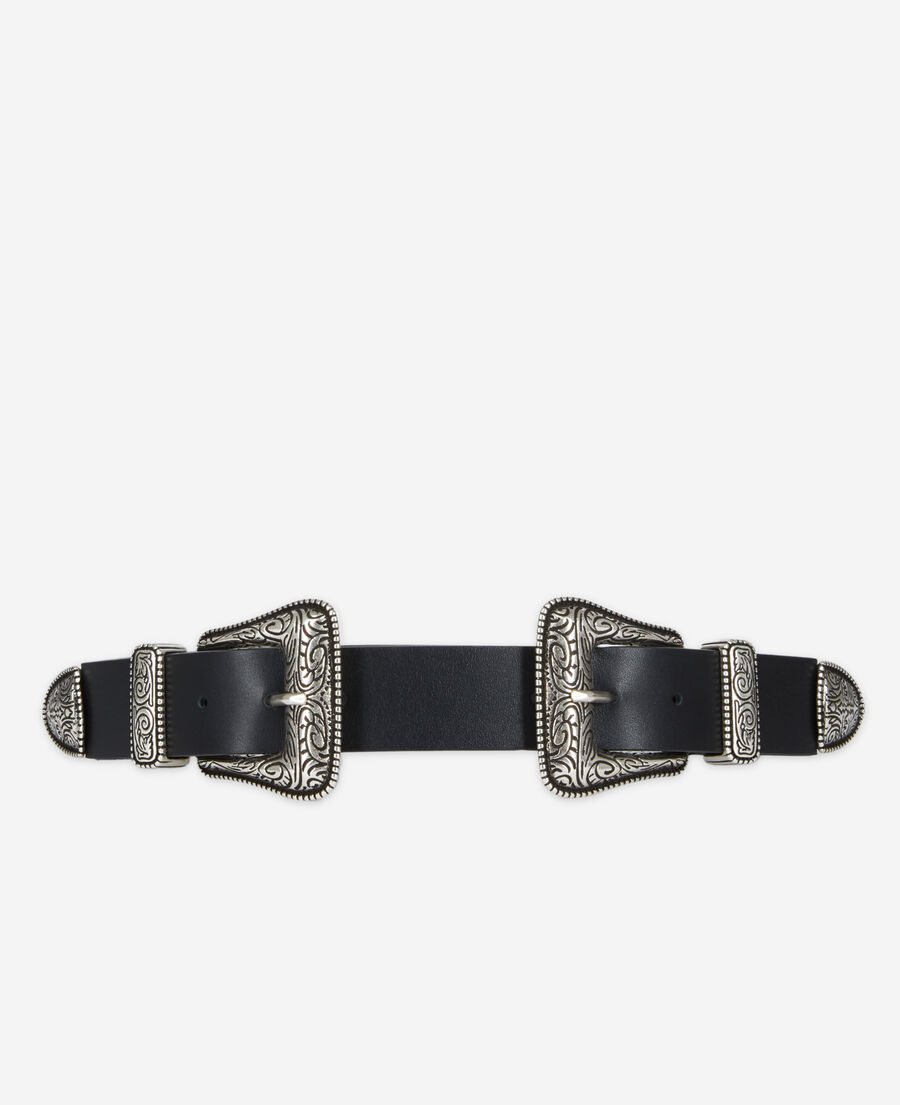 ceinture large en cuir noire