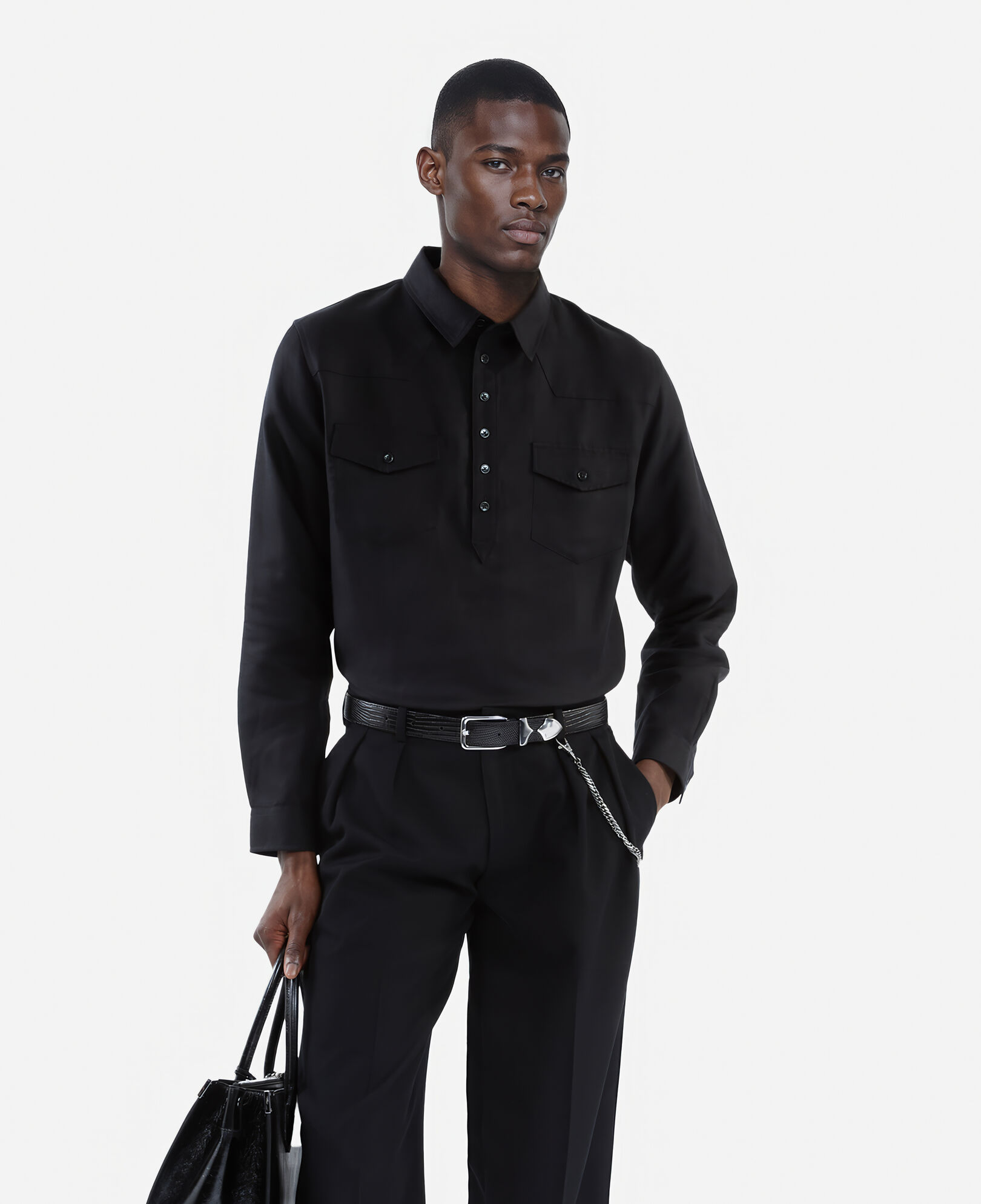 The Kooples HOMME BLACK chemise style polo noire