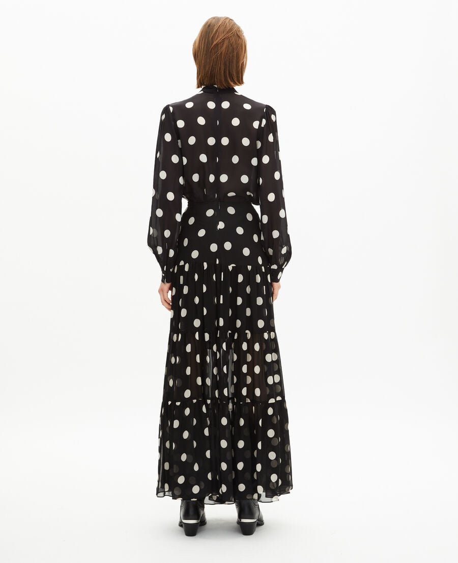 The Kooples WOMEN BLACK WHITE black polka dot print long skirt
