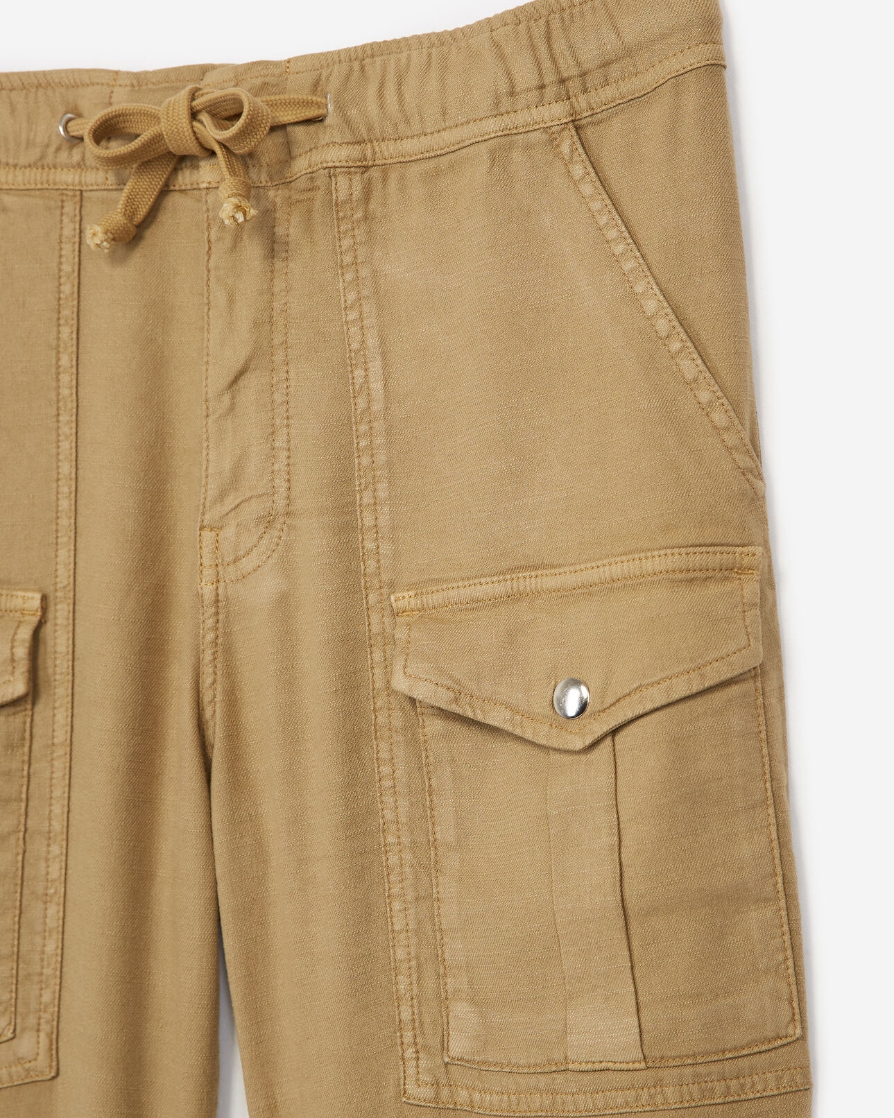 The Kooples FEMME BEIGE-BROWN pantalon coton kaki style militaire