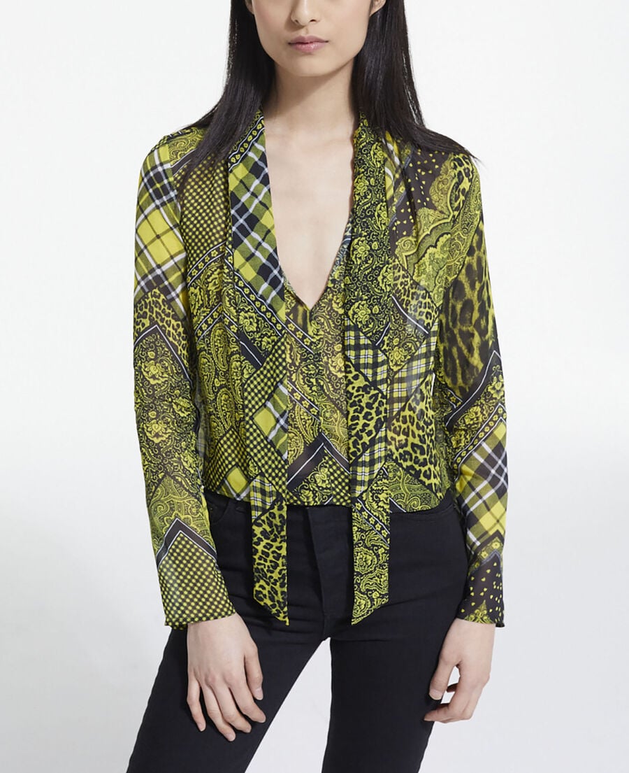 The Kooples FEMME BLACK / YELLOW top imprimé