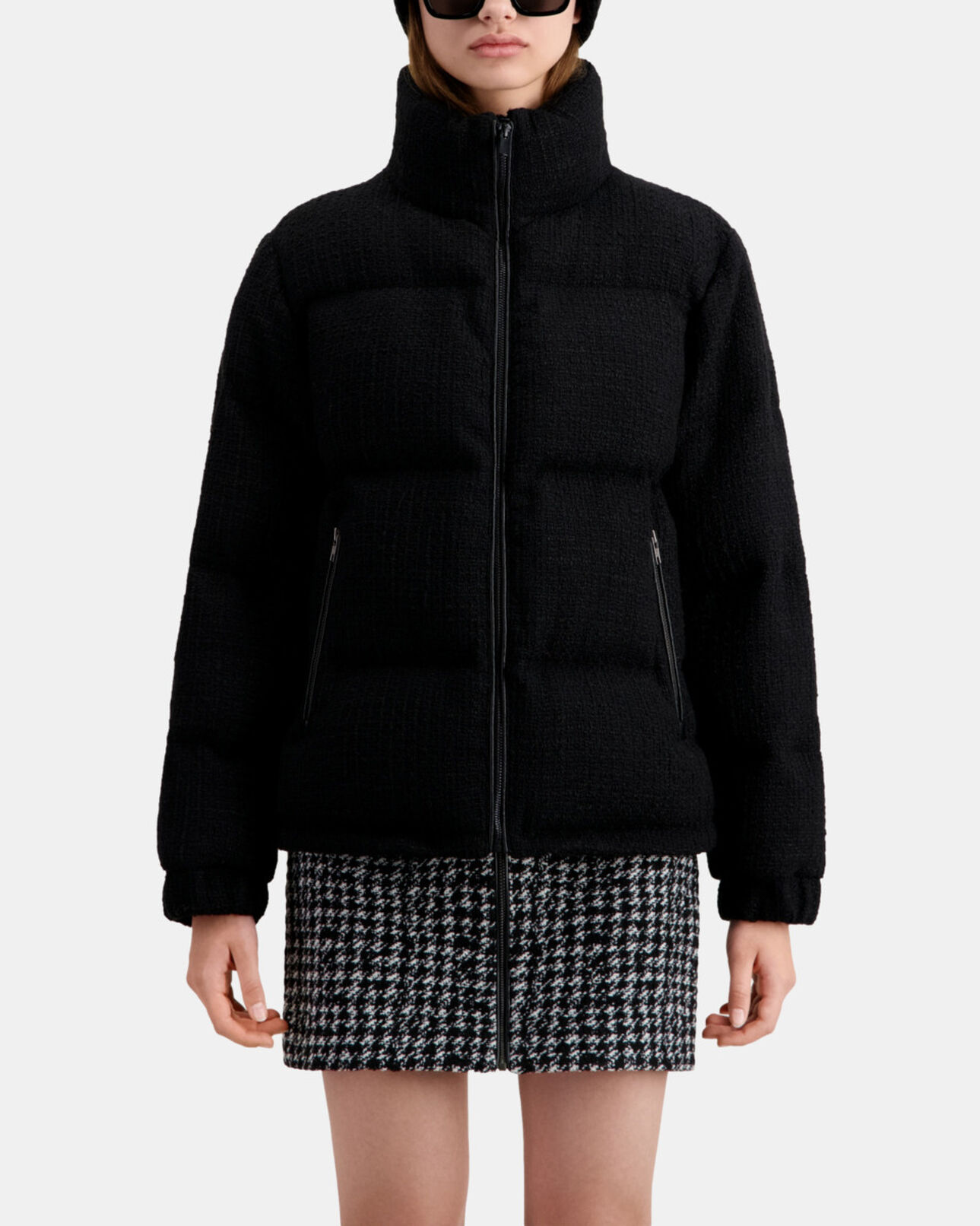 The Kooples FEMME BLACK doudoune noire en tweed