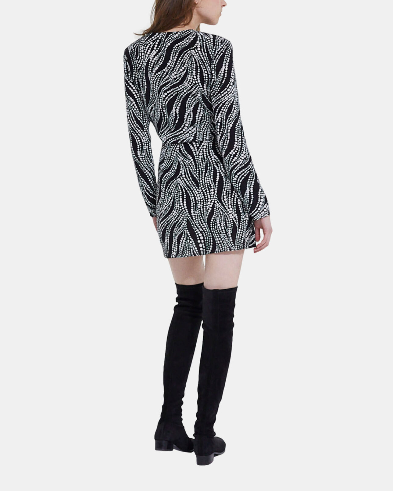 The Kooples MUJER BLACK WHITE vestido corto estampado