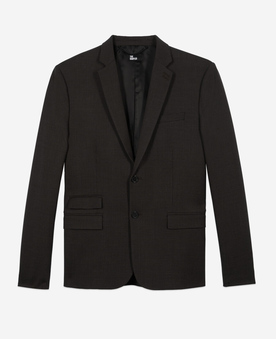 The Kooples H BROWN / BLACK brown houndstooth wool suit jacket