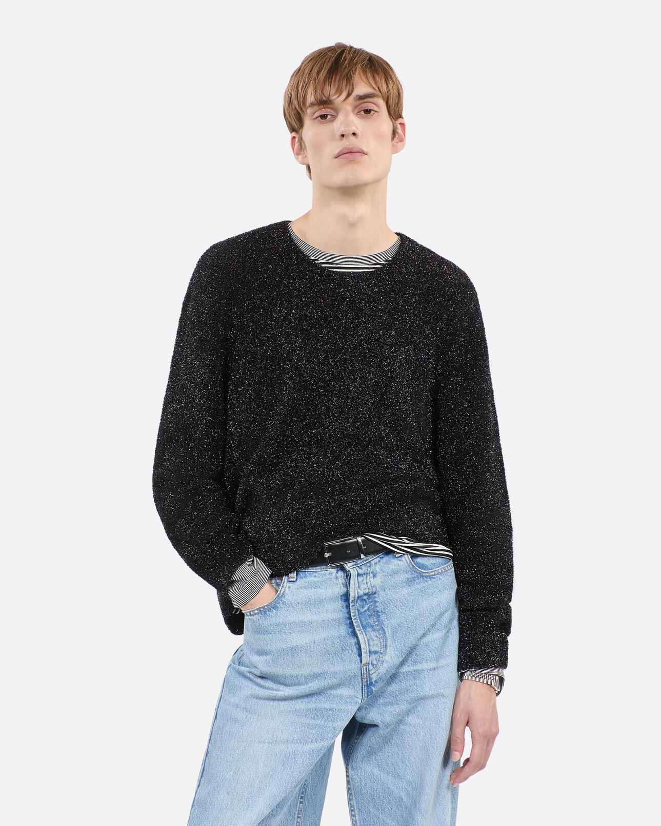 The Kooples HOMME BLACK pull pailleté noir