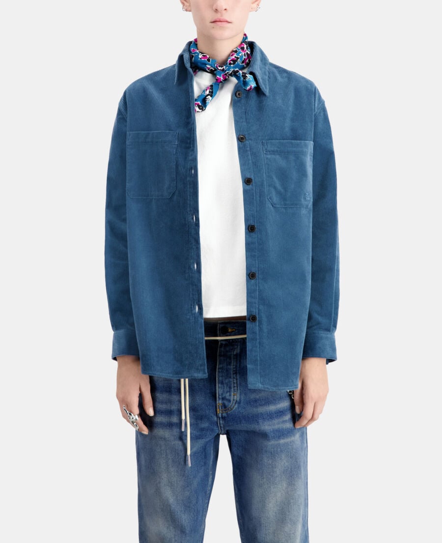 The Kooples F BLUE PETROL blue corduroy overshirt