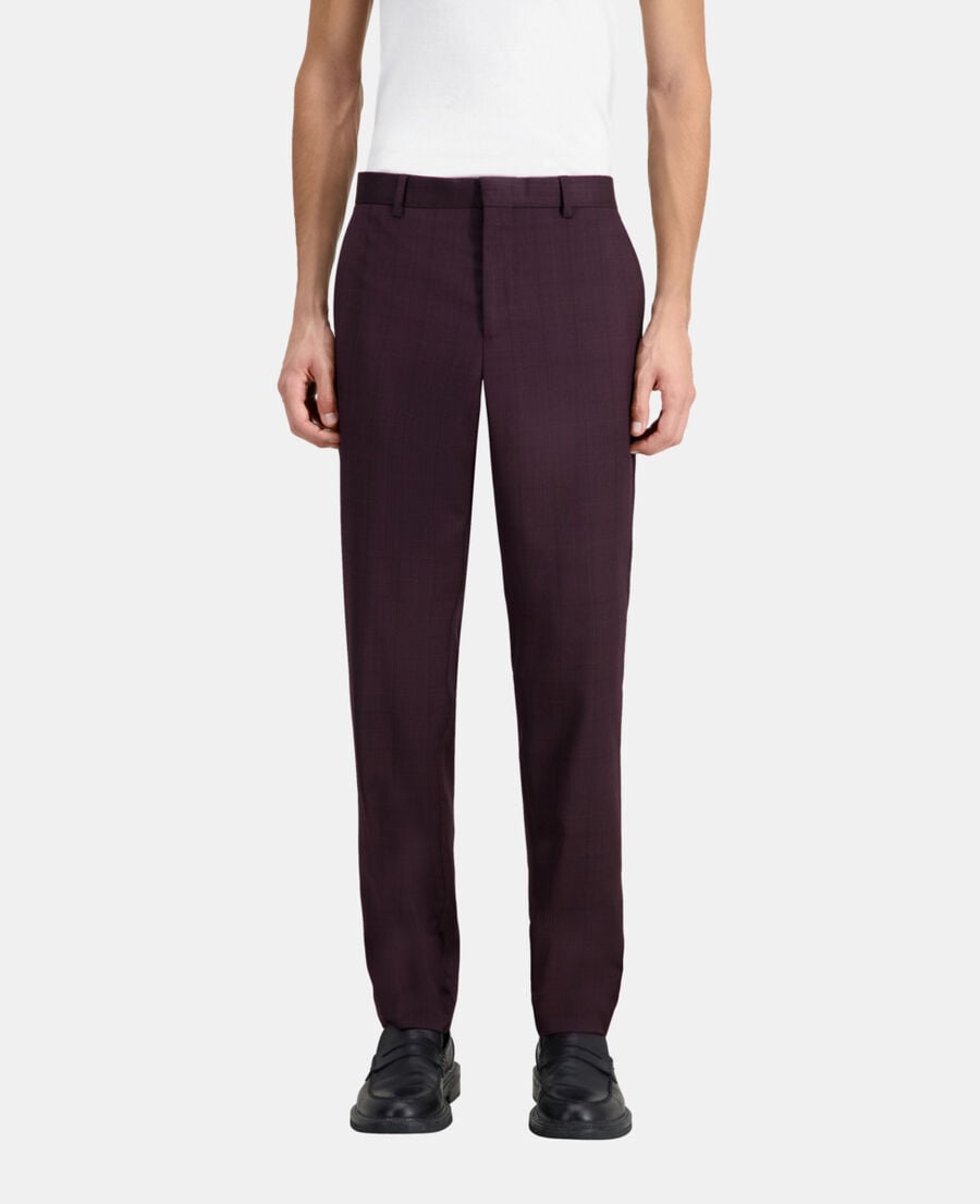 The Kooples HOMME BORDEAUX pantalon de costume bordeaux en laine &agrave; carreaux