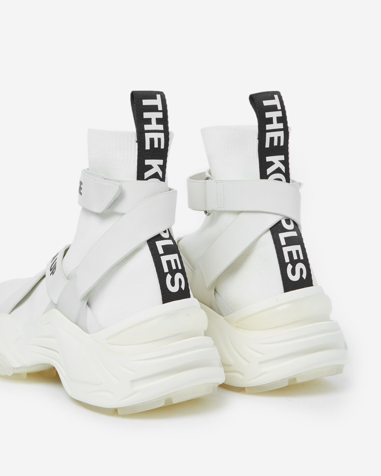 The Kooples WOMEN WHITE slick white high-top trainers with text