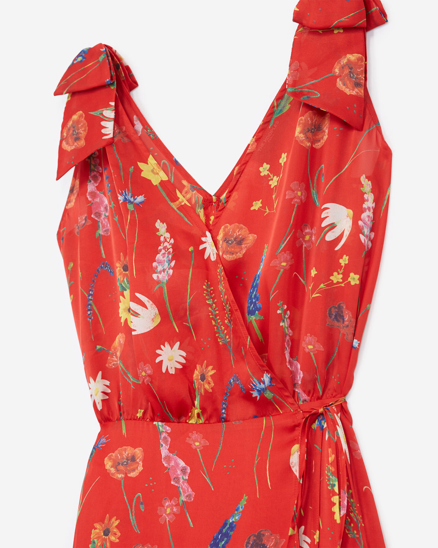 Long red floral motif dress, RED, hi-res image number null