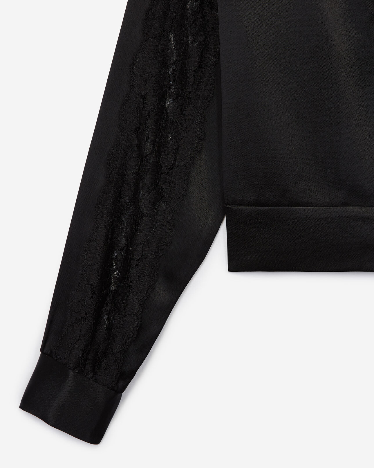 The Kooples MUJER BLACK chaqueta satén negra cremallera encaje