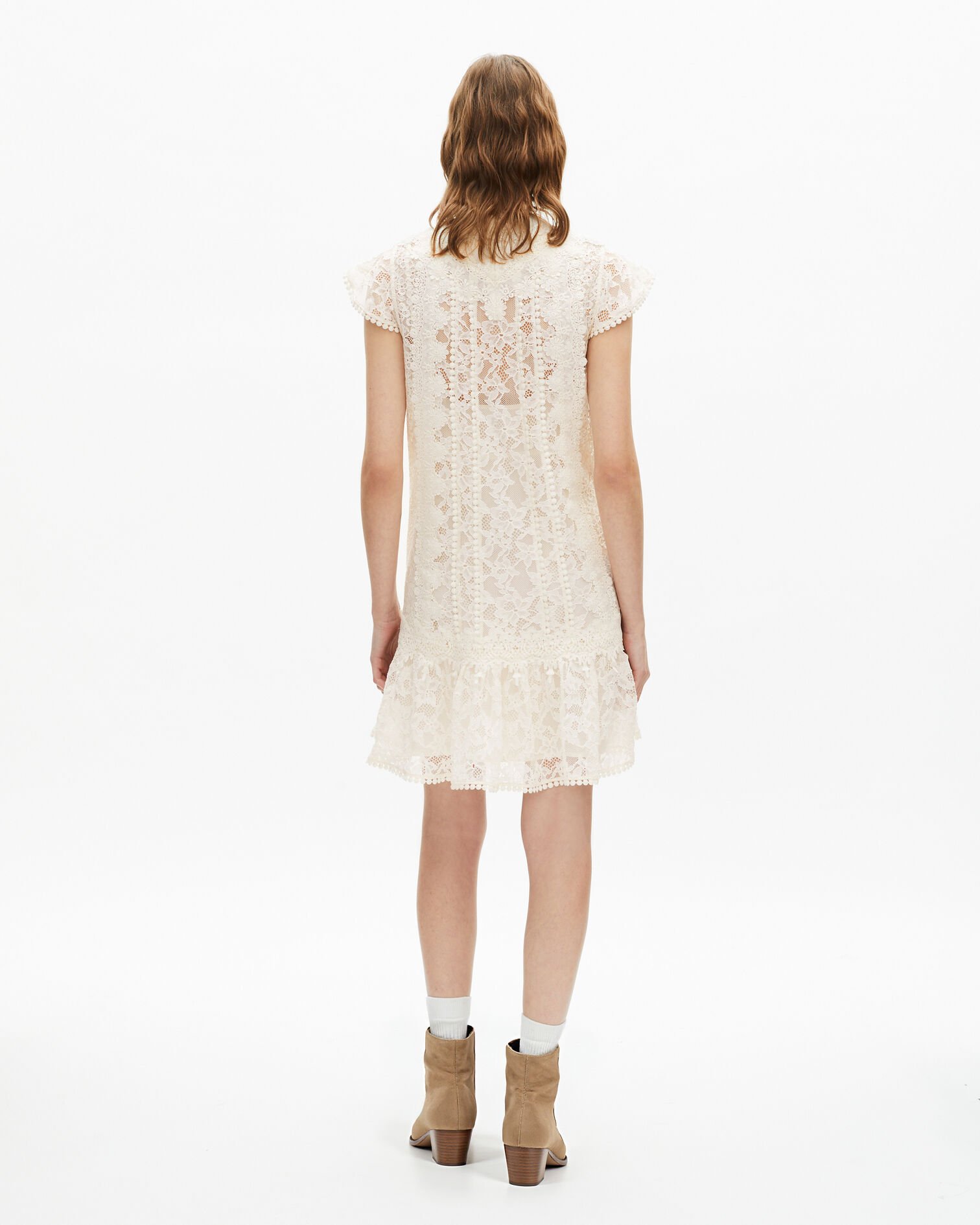 Kurzes Kleid aus ecrufarbener Spitze, ECRU, hi-res image number null