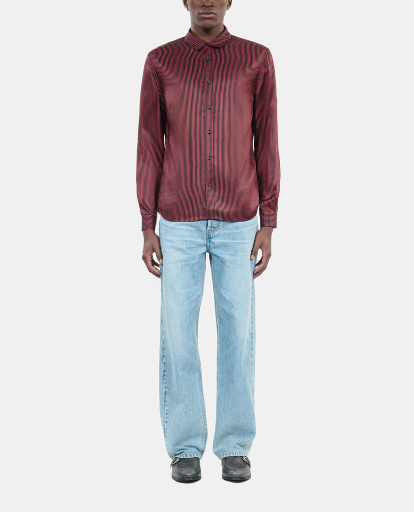 The Kooples HOMME BLACK - RED chemise à rayures noires et rouges