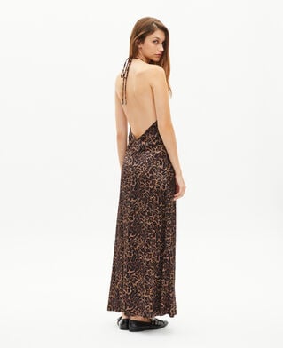 The Kooples DAMEN LEOPARD langes, ärmelloses kleid mit leopardenmuster