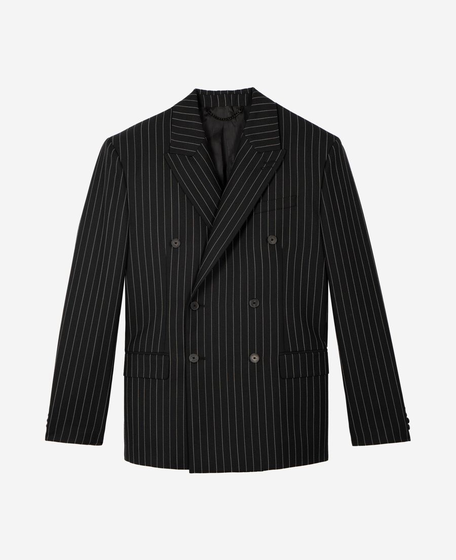 The Kooples HOMME BLACK GREY veste &agrave; rayures crois&eacute;e noire