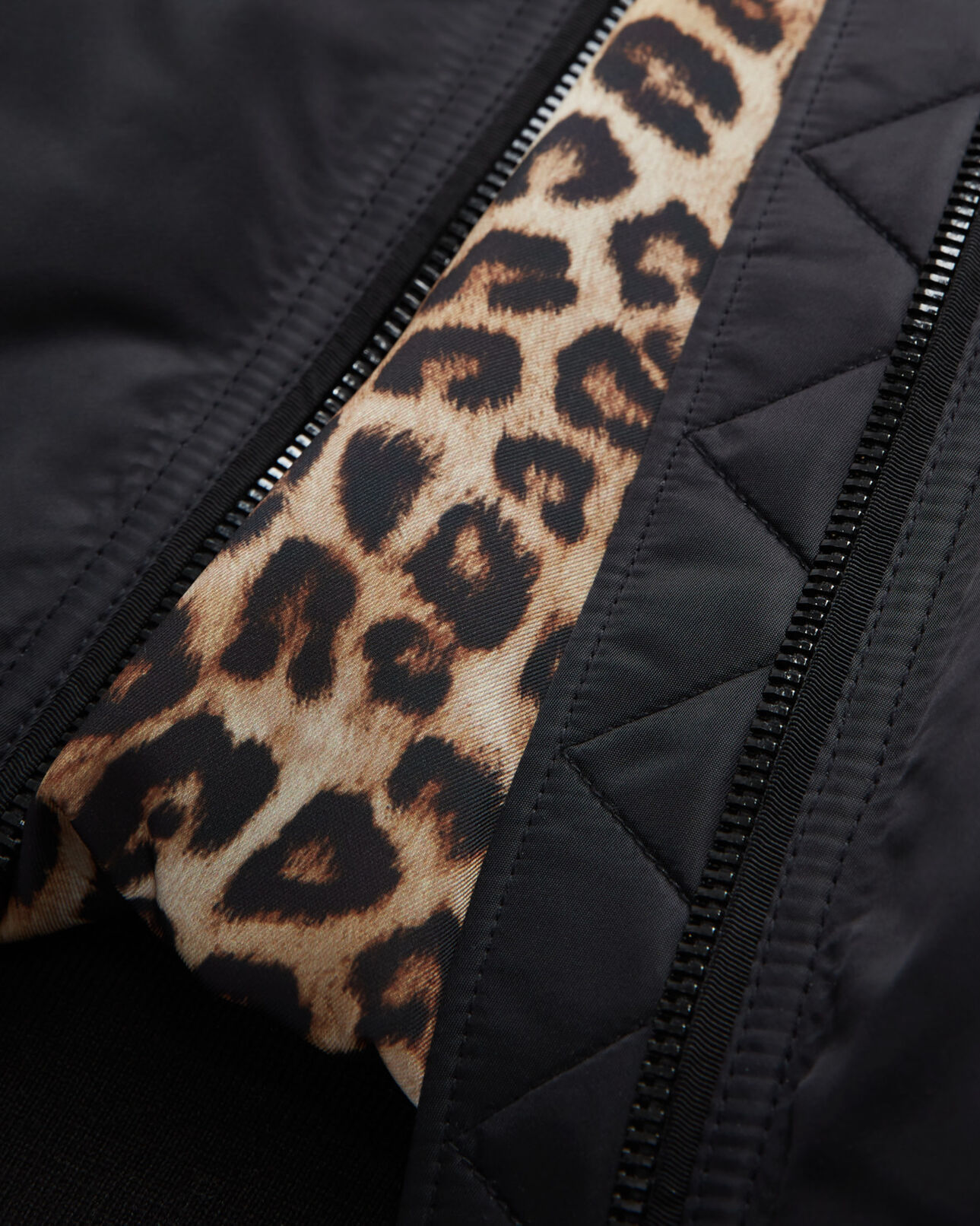 The Kooples WOMEN BLACK black bomber jacket with leopard lining