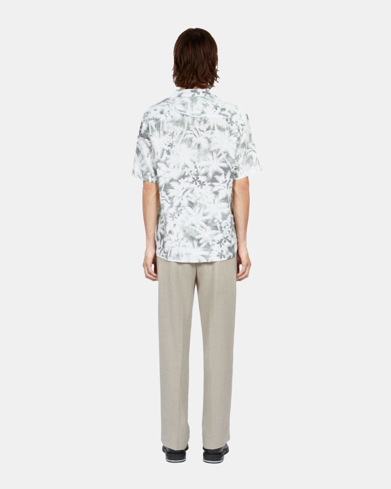 The Kooples HOMME WHITE - KAKI chemise manches courtes avec palmiers vert
