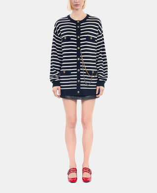 The Kooples FEMME WHITE / BLUE cardigan en laine &agrave; rayures