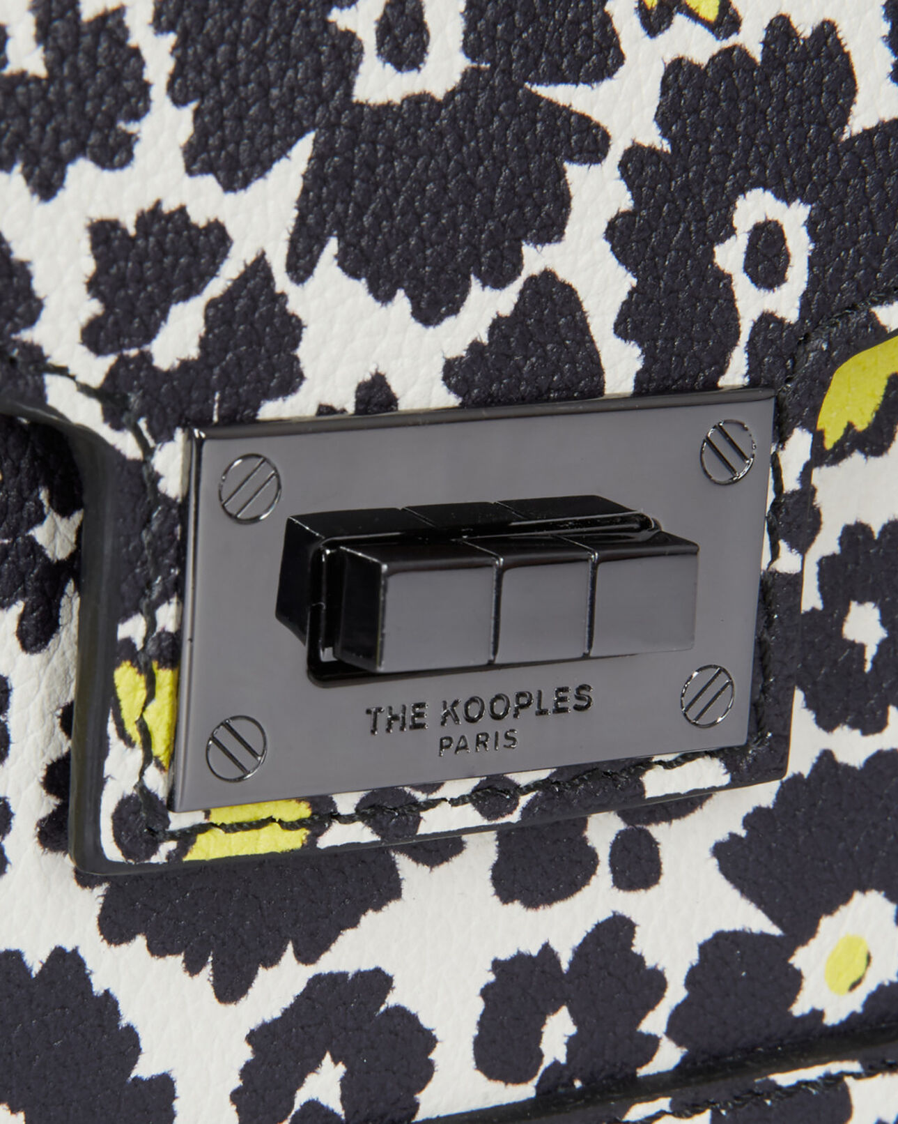 The Kooples WOMEN BLACK / YELLOW / WHITE small emily bag in printed leather