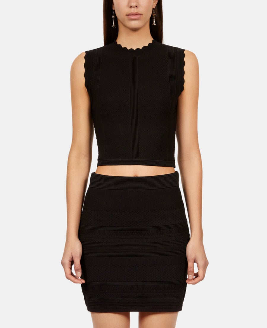 The Kooples WOMEN BLACK short black knit skirt