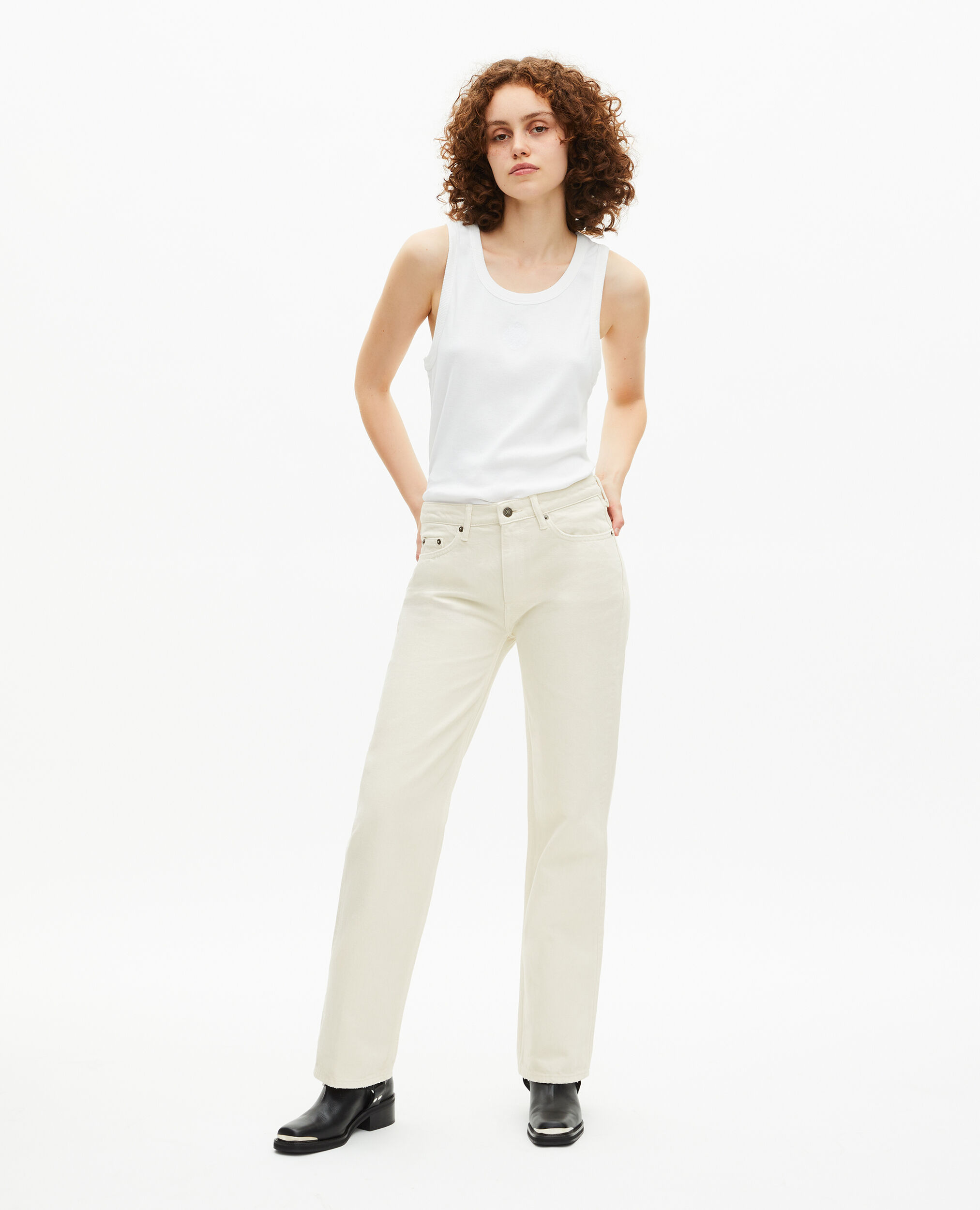 Ecru straight jeans, ECRU, hi-res image number null