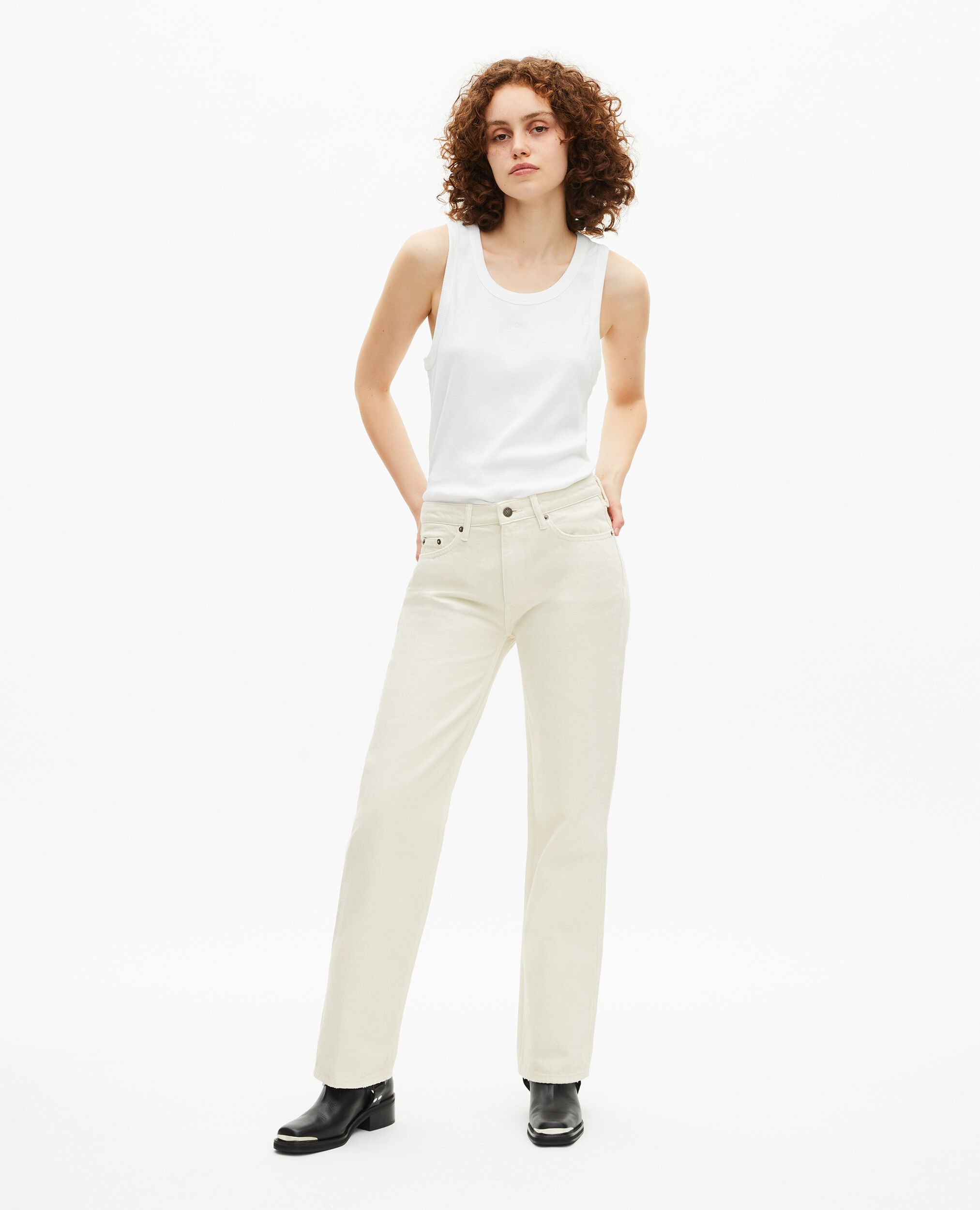 Ecru straight jeans, ECRU, hi-res image number null