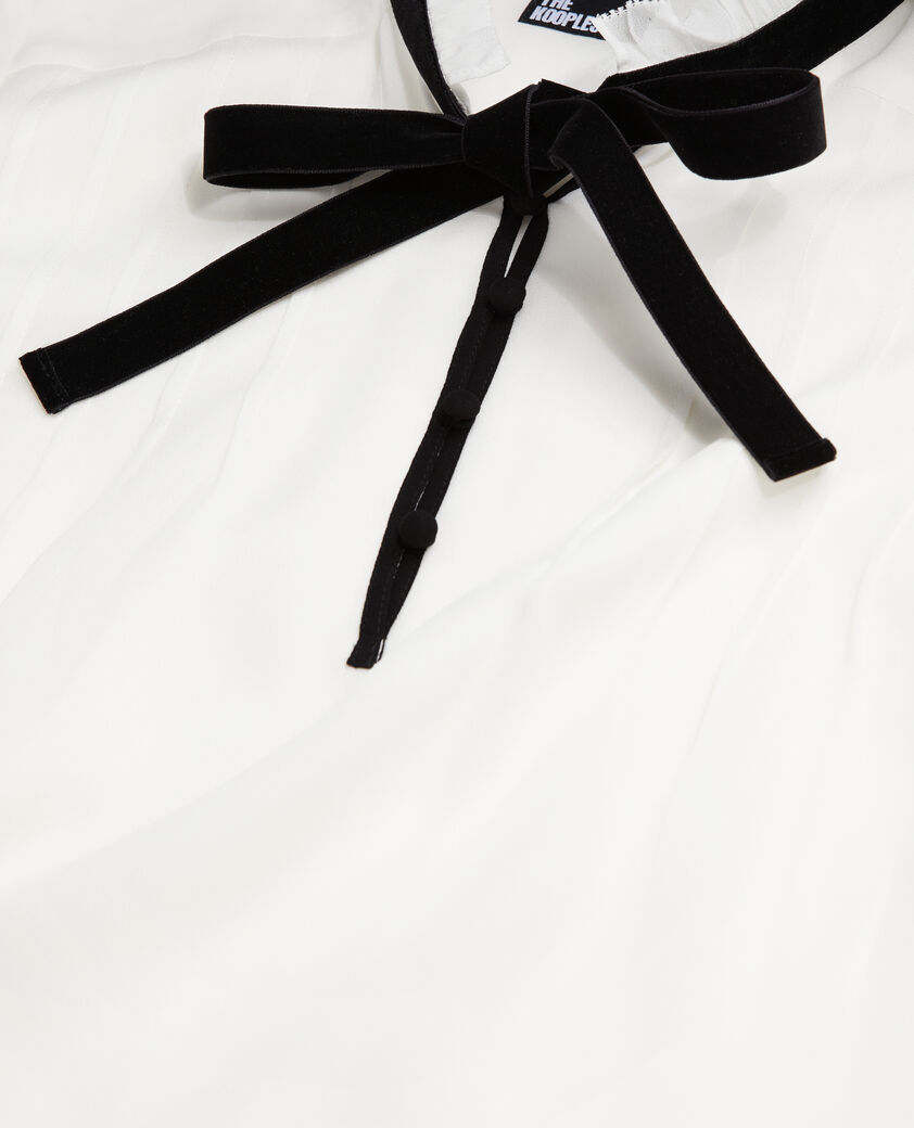 The Kooples WOMEN OFF WHITE ecru top with velvet detail